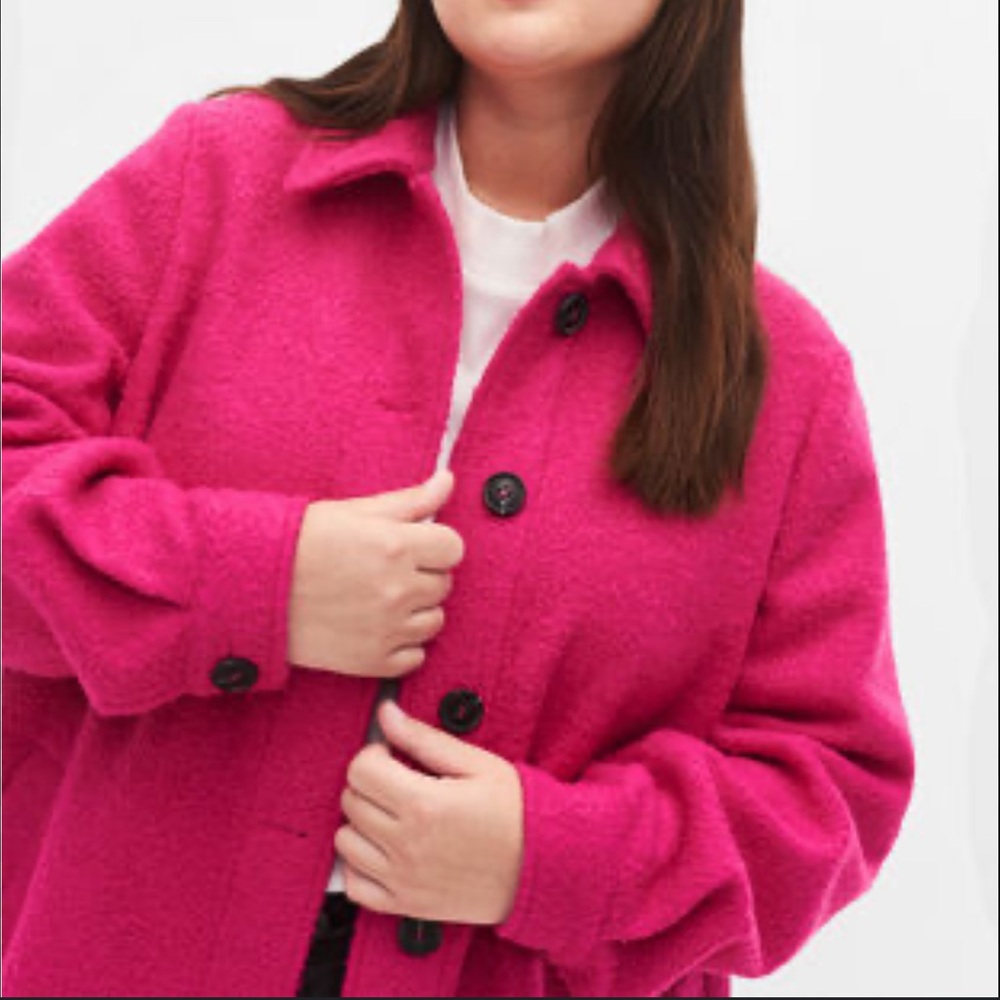 Easy Essentials bright pink cozy fleece button front teddy jacket size large